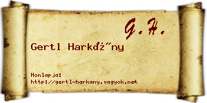 Gertl Harkány névjegykártya